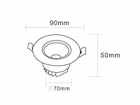 100 x inbouwspot - 7w led - dimbaar - verstelbaar - wit - 3000k warm wit - afbeelding 5 van  6