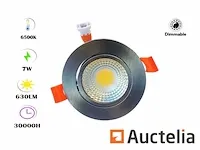 100 x led inbouwspot 7w - led cob - verstelbaar - rond - 6500k - dimbaar (zilver) - afbeelding 6 van  6