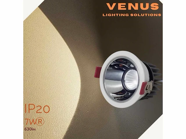 100 x led inbouwspot – 7w – 3000k warm wit – wit/zilver – cob – ø75mm – ip20 - afbeelding 1 van  4