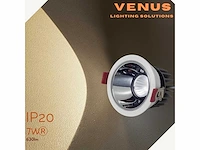 100 x led inbouwspot – 7w – 3000k warm wit – wit/zilver – cob – ø75mm – ip20 - afbeelding 1 van  4