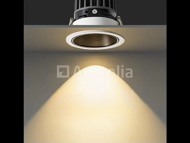 100 x led inbouwspot – 7w – 3000k warm wit – wit/zwart – cob – ø75mm – ip20 - afbeelding 1 van  6
