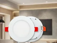 100 x led paneel - rond - 8w - inbouw - 3000k ((warm wit)) - afbeelding 1 van  5