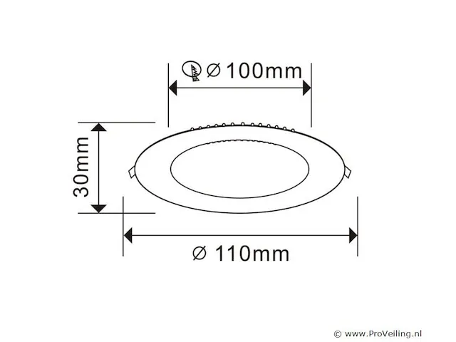 100 x led paneel - rond - 8w - inbouw - 3000k ((warm wit)) - afbeelding 4 van  5