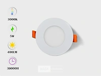 100 x led paneel 5w led smd - inbouw - rond - 3000k (warm wit) - afbeelding 1 van  5