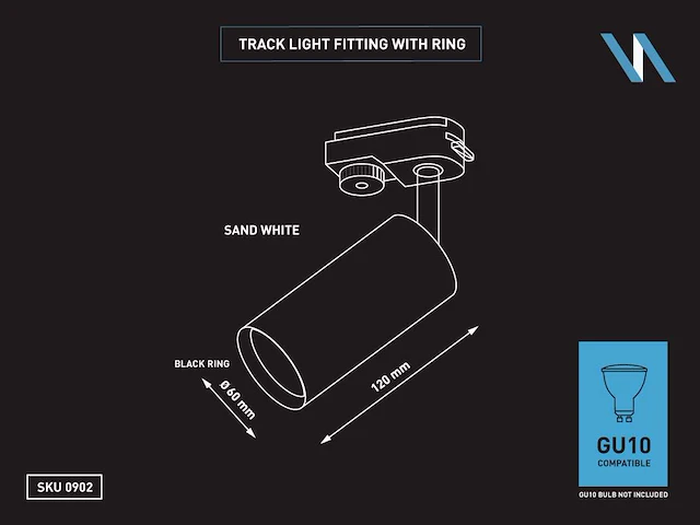 100 x railspot gu10 armatuur cilinder zand wit met zwart ring draaibaar - afbeelding 5 van  5