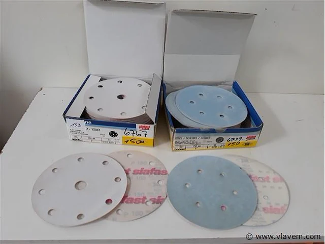 100 x schuurpads rond 150mm 50 x k150 + 50 x k150 - afbeelding 1 van  2