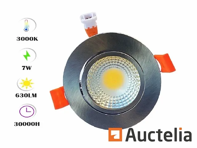 100 x verstelbare inbouwspot (zilver) - cob - 7w - 3000k - afbeelding 1 van  6
