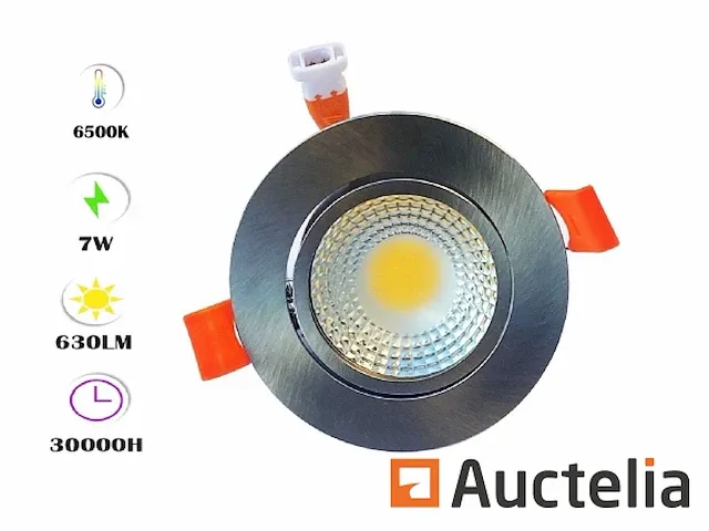 100 x verstelbare inbouwspot (zilver) - cob - 7w - 6500k - afbeelding 4 van  6