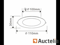 100 xled paneel - rond - 8w - inbouw - 6500k (daglicht) - afbeelding 3 van  5