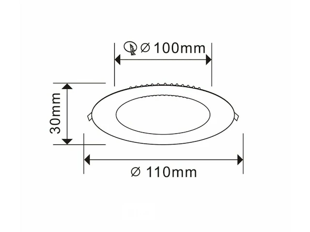 100 xled paneel - rond - 8w - inbouw - 6500k (daglicht) - afbeelding 5 van  6