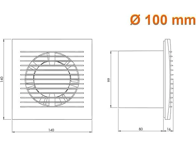 Ø 100mm antraciet badkamerventilator - afbeelding 2 van  3