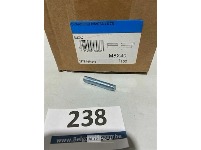 100x draadeind m8x40 - afbeelding 1 van  3