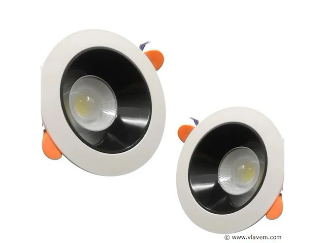 100x inbouwlamp gu10 – richtbaar – rond – zwart/wit – ip20 - afbeelding 1 van  4