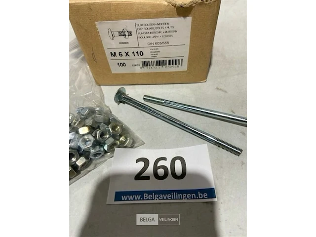 100x slotbout m6x110 met moer - afbeelding 1 van  3