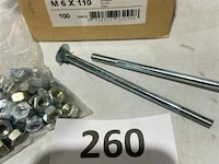 100x slotbout m6x110 met moer - afbeelding 2 van  3