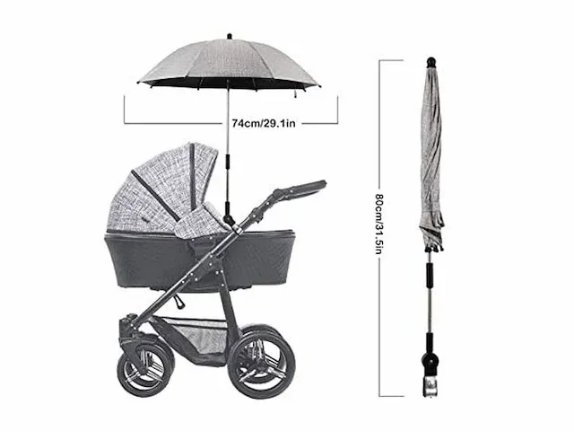 100x universele parasol voor baby-stroller 50x grijs + 50x zwart - afbeelding 2 van  3