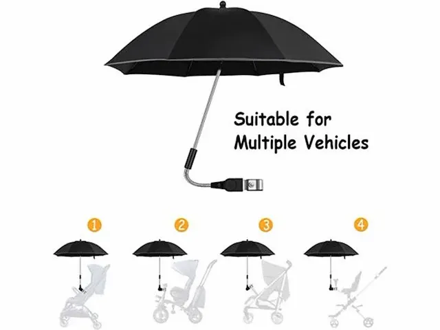 100x universele parasol voor baby-stroller 50x grijs + 50x zwart - afbeelding 3 van  3