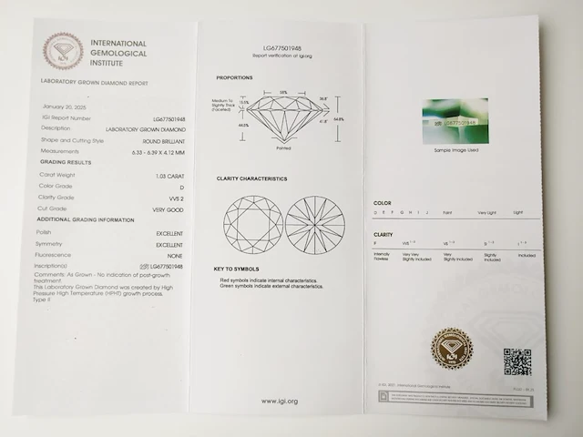 1.03ct d vvs2 with igi certificate - afbeelding 4 van  4