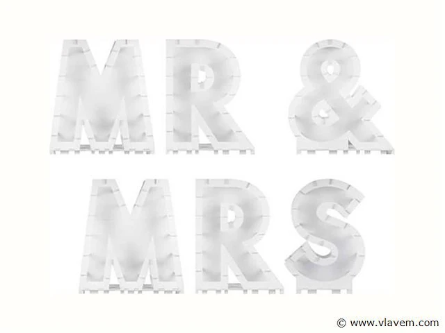 10x ginger ray - ballonstandaard mr & mrs - wit - per set - afbeelding 2 van  2