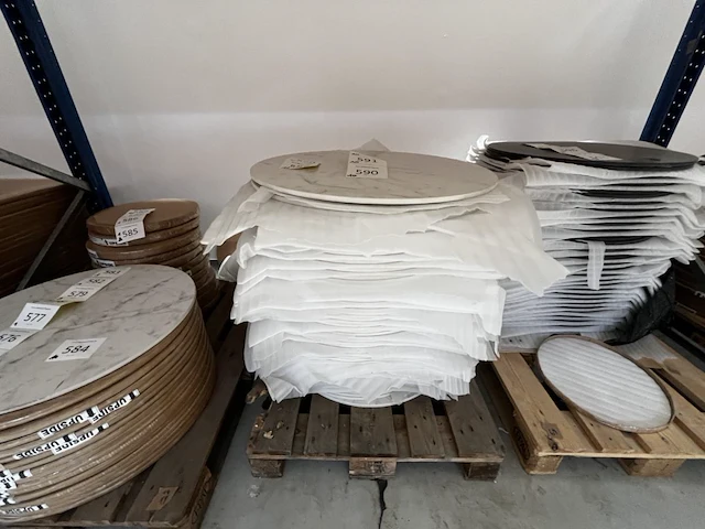 10x keramische salontafelblad round statuarietto bianco matte - 680mm - afbeelding 2 van  3