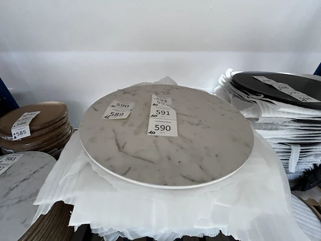 10x keramische salontafelblad round statuarietto bianco matte - 680mm - afbeelding 3 van  3