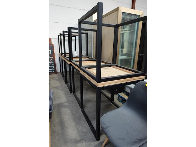 10x metaal/houten tafel - afbeelding 1 van  2