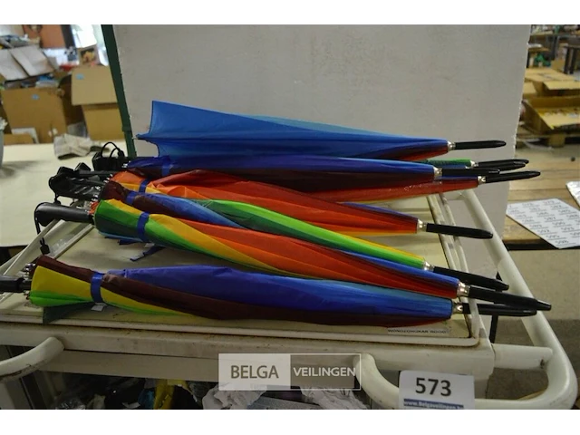 10x regenboog stokparaplu's - afbeelding 1 van  4