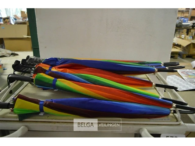 10x regenboog stokparaplu's - afbeelding 1 van  4