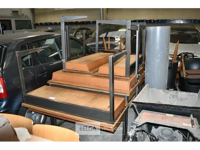 10x vintage schoolbank 2 personen afm ± 115x50x55 - afbeelding 1 van  2