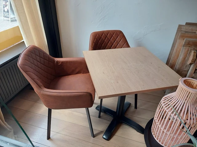 11 bistrotafels vv plm 22 stoffen stoelen - afbeelding 4 van  9
