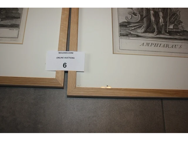 11 ingelijste prenten achter glas in houten kader (13) - afbeelding 3 van  3