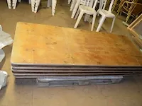 11 rechthoekige plooitafels met houten blad met transportkar (1131) - afbeelding 4 van  6