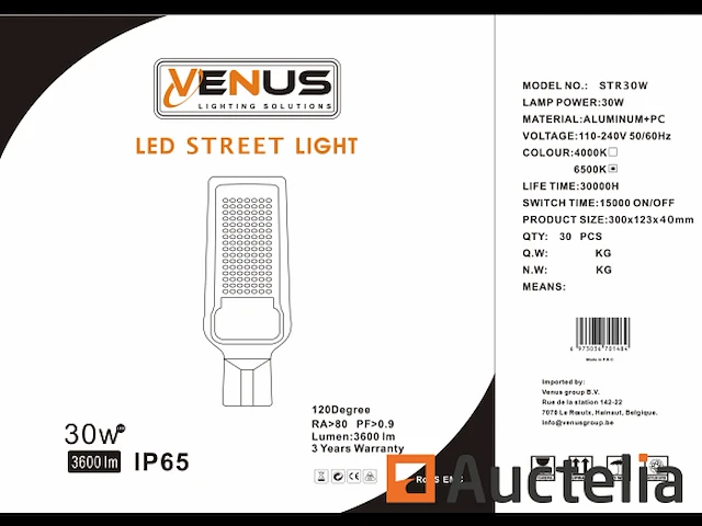 11 x 30w - ip65 waterdichte led straatverlichting - 6500k koud wit - afbeelding 3 van  3