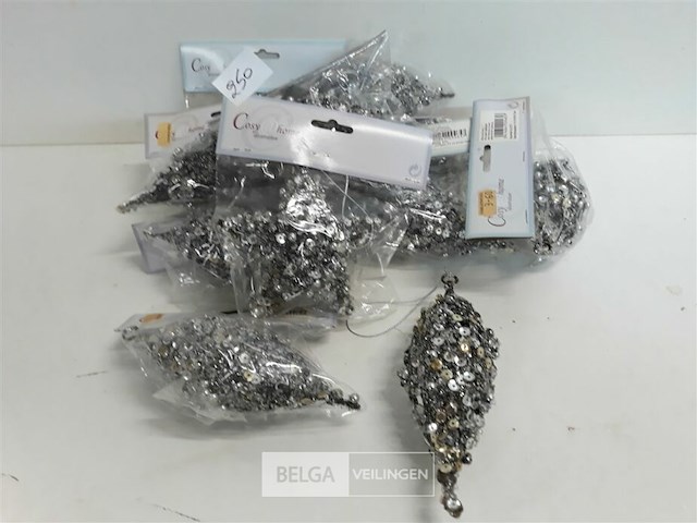 11 x hangdeco tol zilver met pailliettes 16 cm - afbeelding 1 van  3