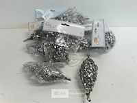 11 x hangdeco tol zilver met pailliettes 16 cm - afbeelding 2 van  3