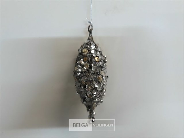 11 x hangdeco tol zilver met pailliettes 16 cm - afbeelding 3 van  3