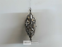 11 x hangdeco tol zilver met pailliettes 16 cm - afbeelding 3 van  3