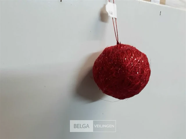 11 x kerstbal sisal rood 6 cm - afbeelding 3 van  3