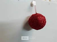 11 x kerstbal sisal rood 6 cm - afbeelding 3 van  3