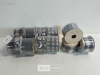 11 x kerstlint 5 cm x 2,74 m zilver - afbeelding 1 van  3