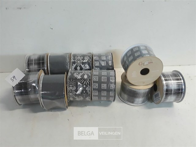 11 x kerstlint 5 cm x 2,74 m zilver - afbeelding 2 van  3