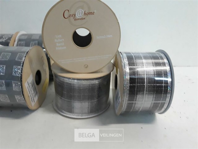 11 x kerstlint 5 cm x 2,74 m zilver - afbeelding 3 van  3