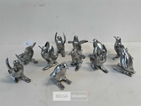 11 x pinguin op ski's zilver - afbeelding 1 van  3