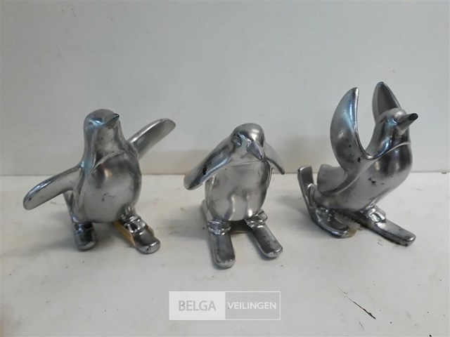 11 x pinguin op ski's zilver - afbeelding 3 van  3
