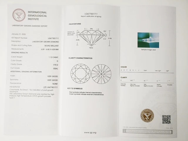 1.10ct d vvs2 with igi certificate - afbeelding 4 van  4