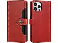 111x lederen hoes iphone 12 pro (92xrood + 19 zwart) - afbeelding 1 van  5