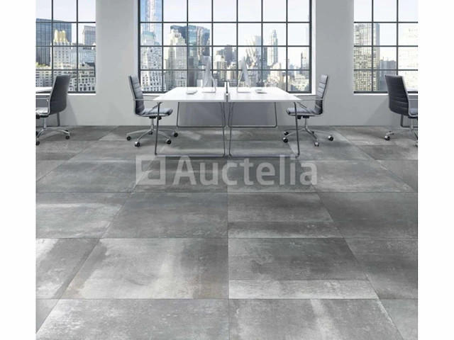 115,20m² halfrond staal 80x80 gerectificeerd, cementeffect, vloer en wand, nieuw verpakt - afbeelding 1 van  1