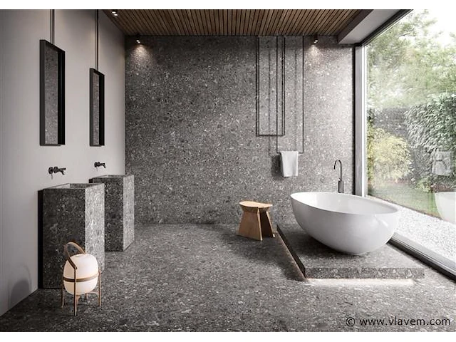 11,52m² - 60x60cm - terazzo black matt gerectificeerd - afbeelding 1 van  2