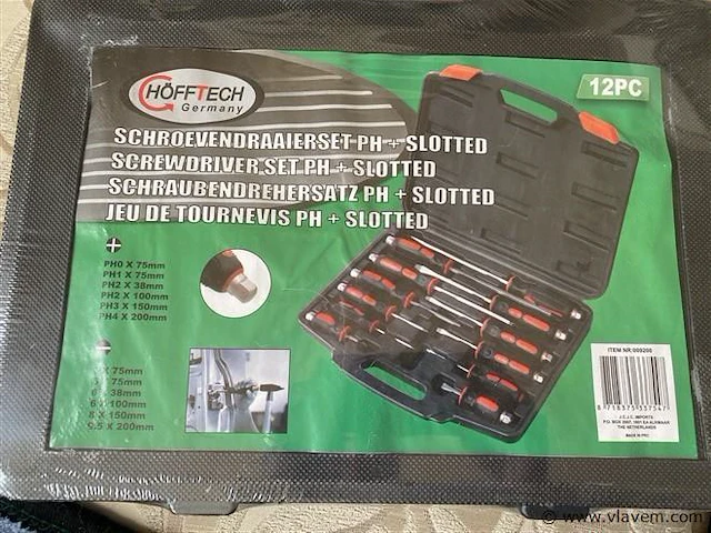 12 delige schroevendraaierset ph + slotted in koffer - afbeelding 1 van  3