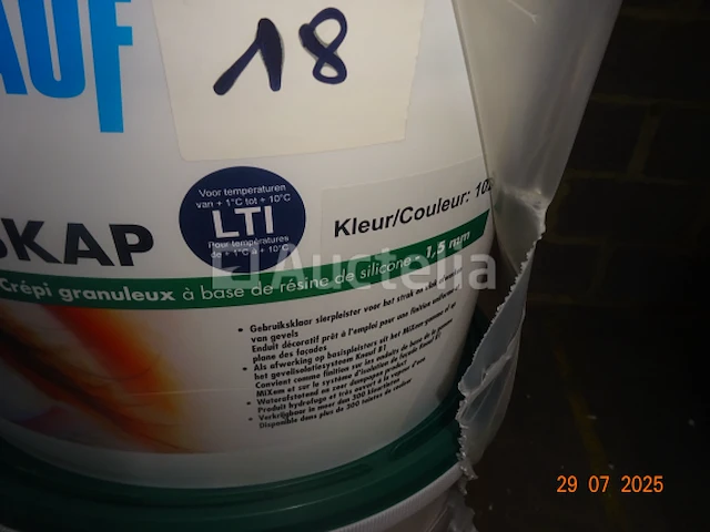 12 emmers van 25 kg korrelige pleister met siliconen harsachtige basis 1,5 mm kleur 102 - afbeelding 1 van  2